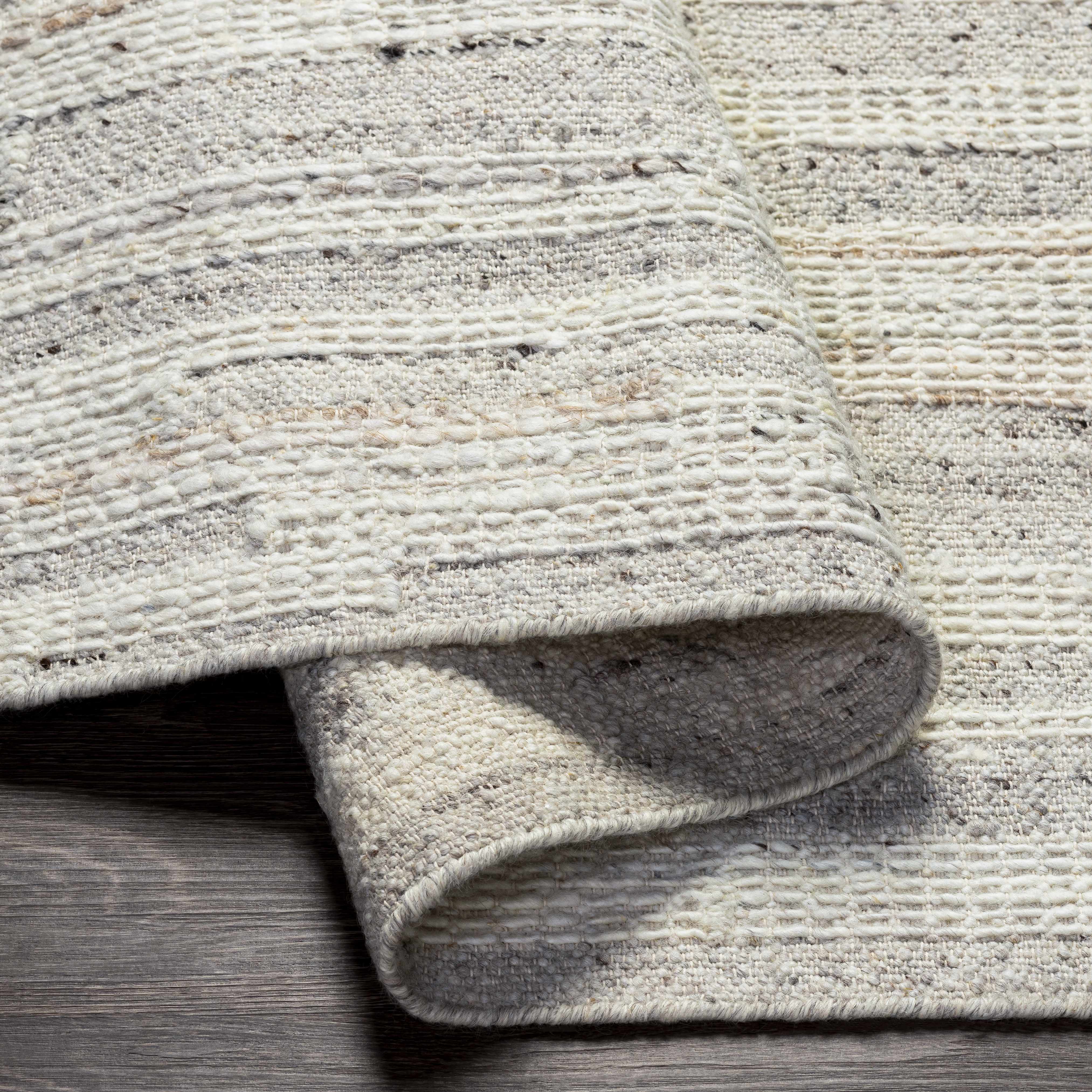 Pure Light Gray Hand Woven Wool Area Rug