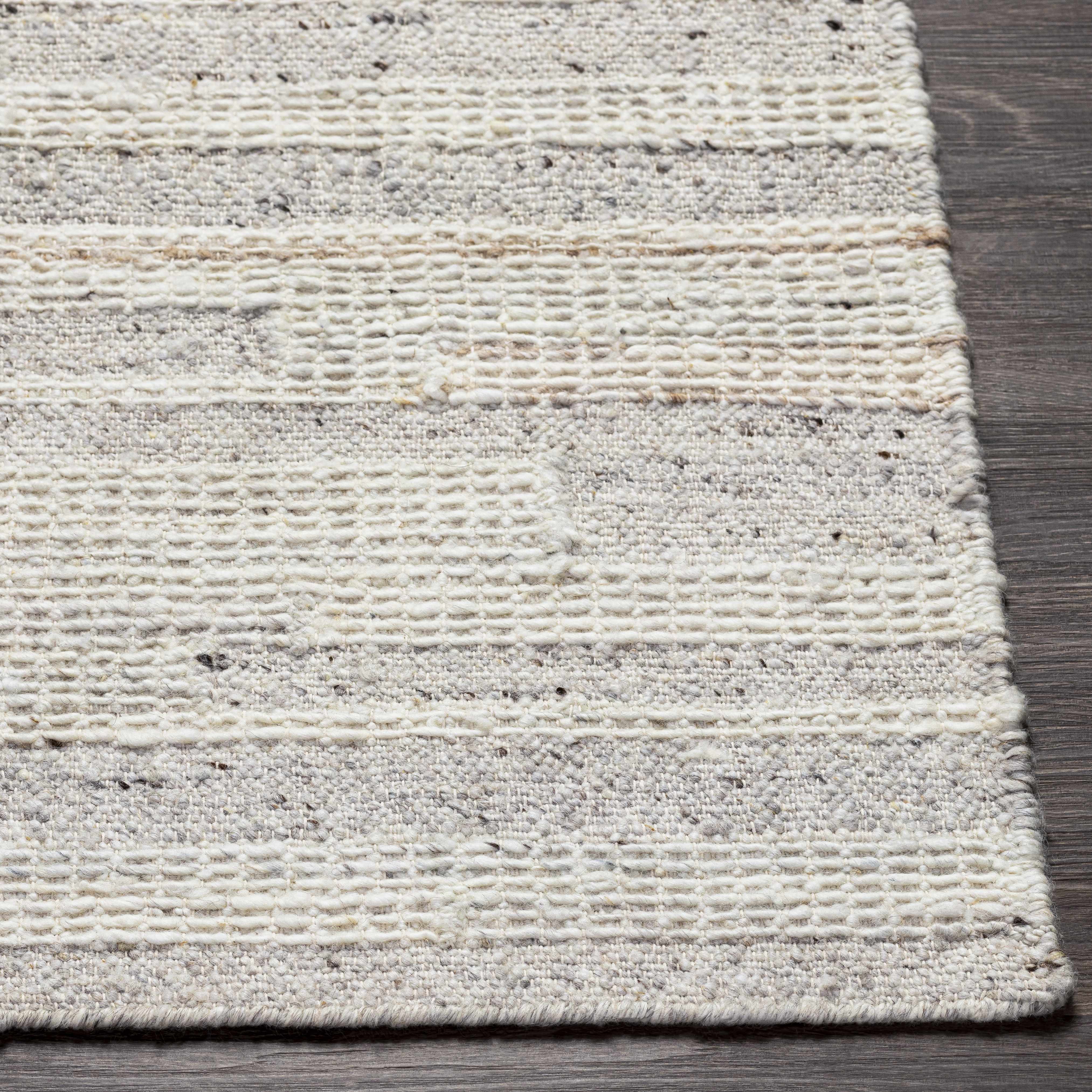 Pure Light Gray Hand Woven Wool Area Rug