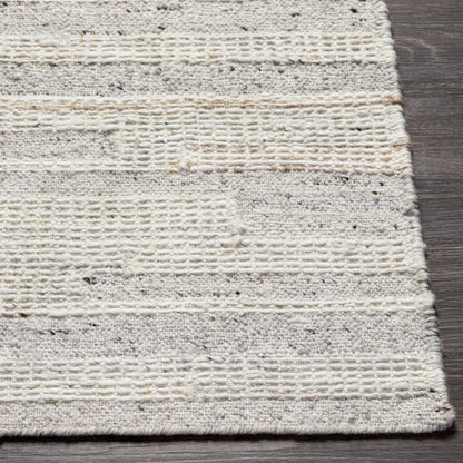 Pure Light Gray Hand Woven Wool Area Rug