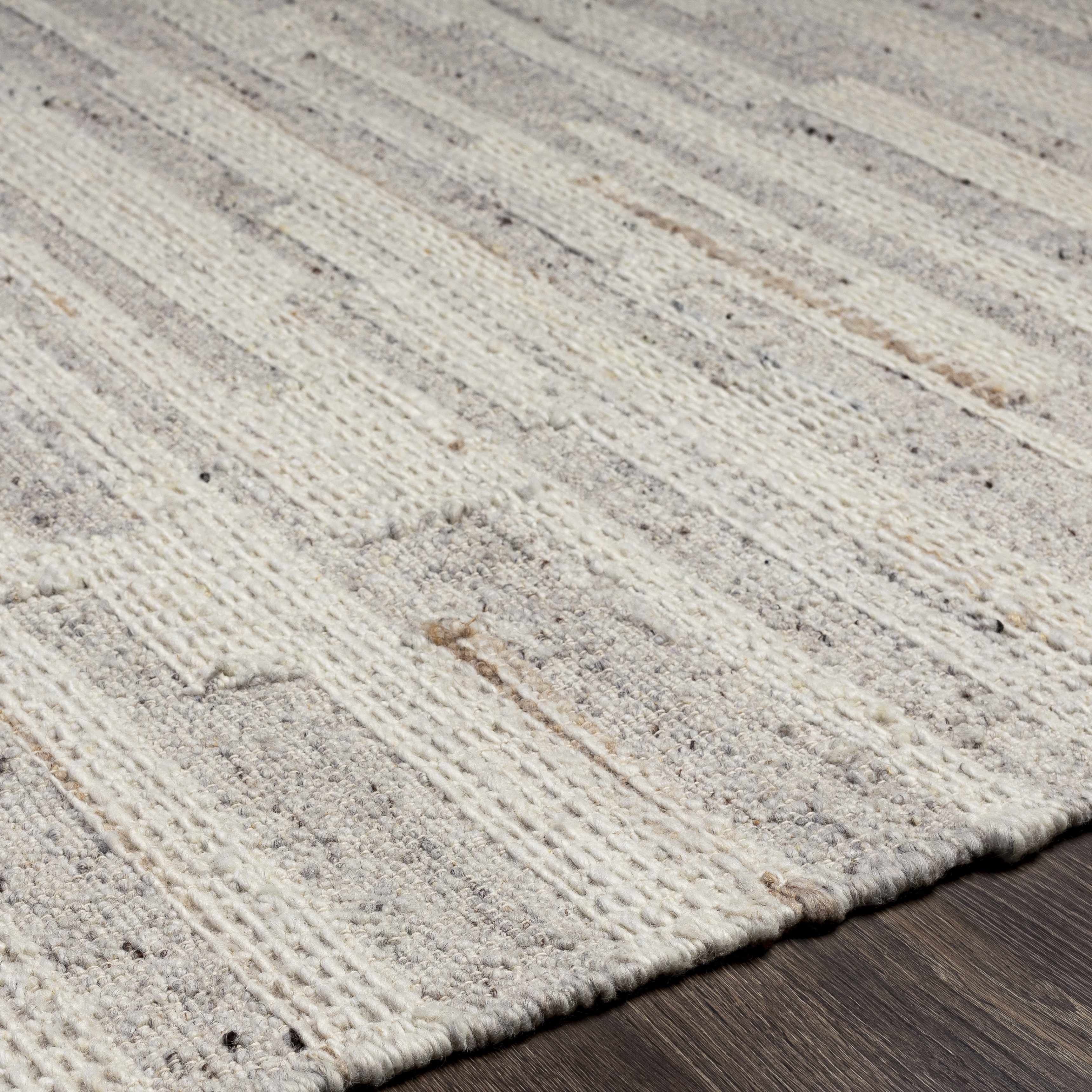 Pure Light Gray Hand Woven Wool Area Rug