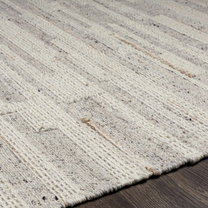 Pure Light Gray Hand Woven Wool Area Rug
