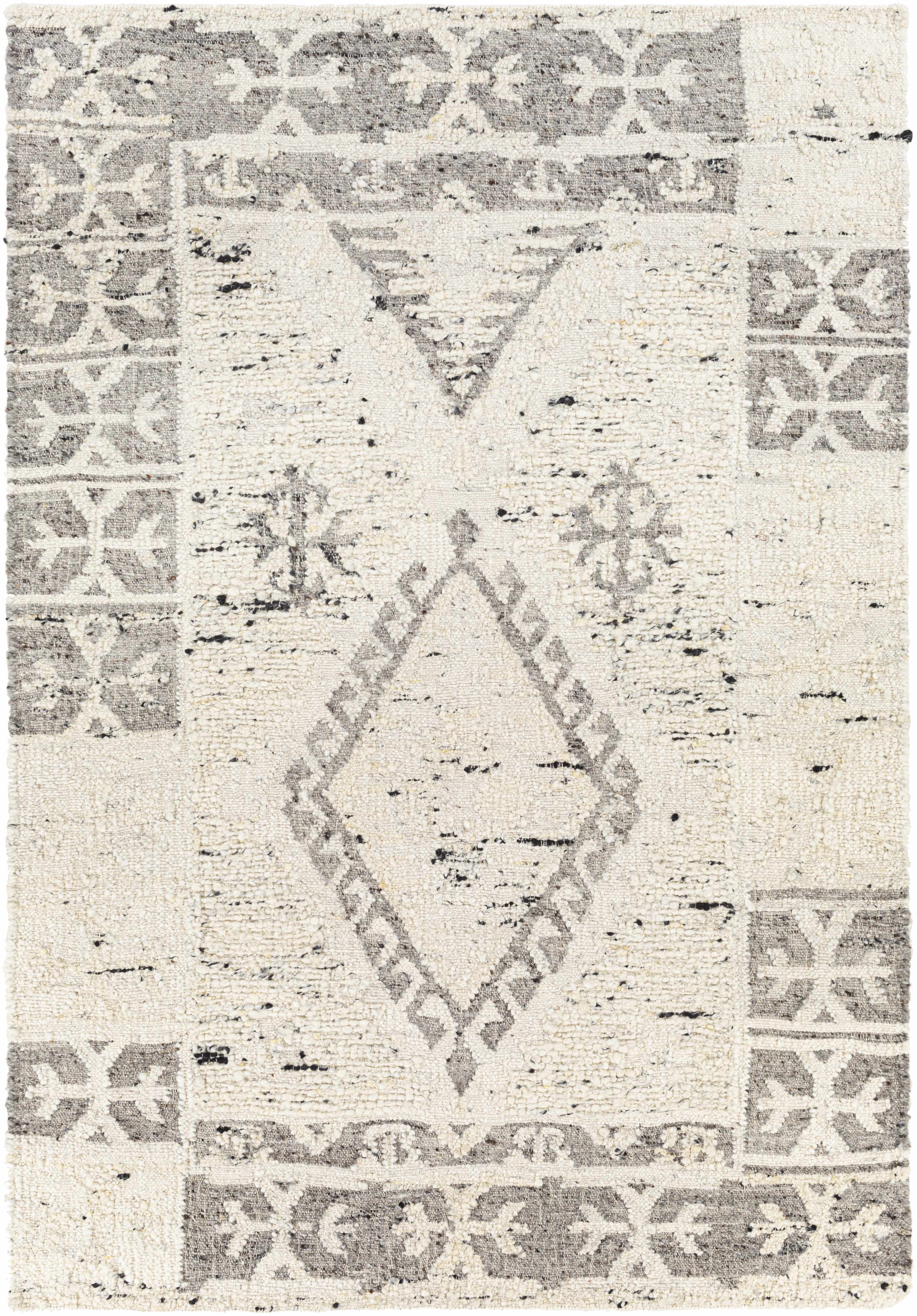 Exquisite Bohemian Cream Hand Woven Wool Area Rug