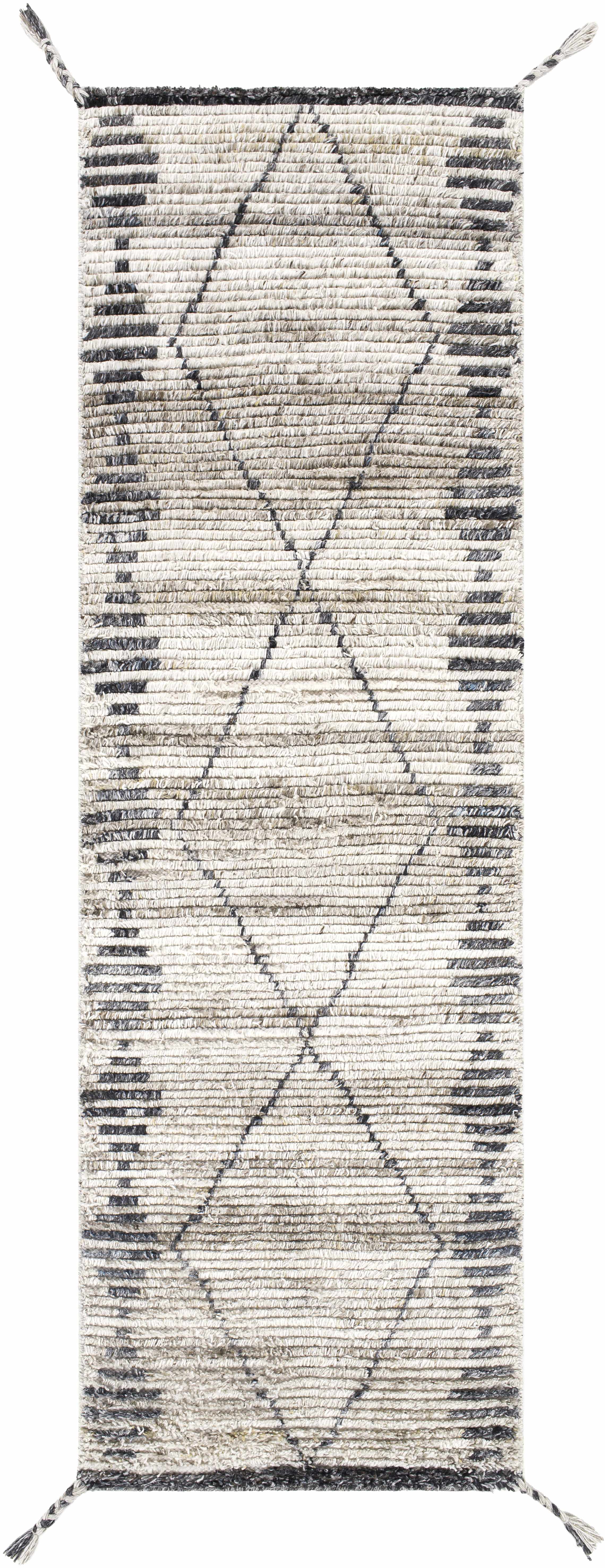 Light Beige Recycled PET Yarn Hand Knotted Area Rug