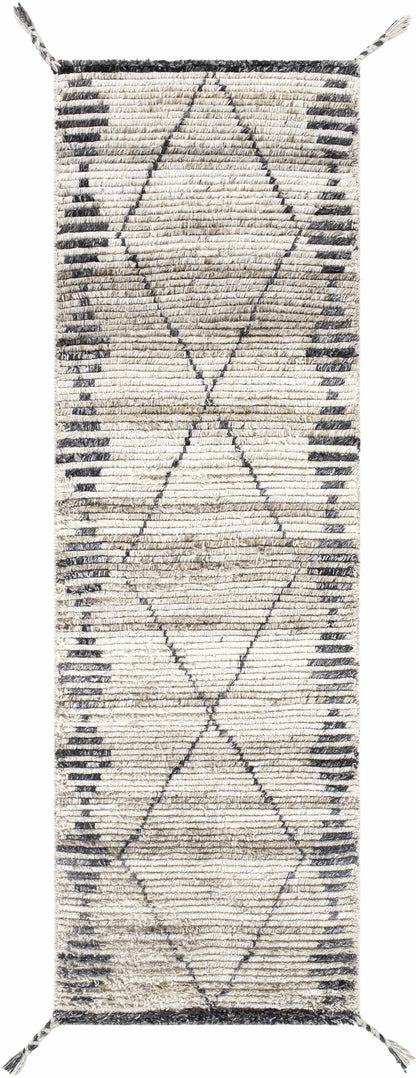 Light Beige Recycled PET Yarn Hand Knotted Area Rug
