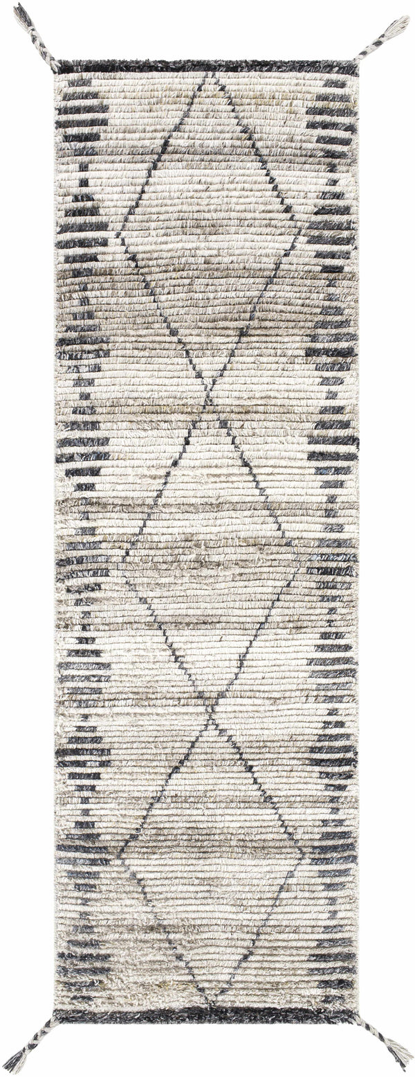 Light Beige Recycled PET Yarn Hand Knotted Area Rug