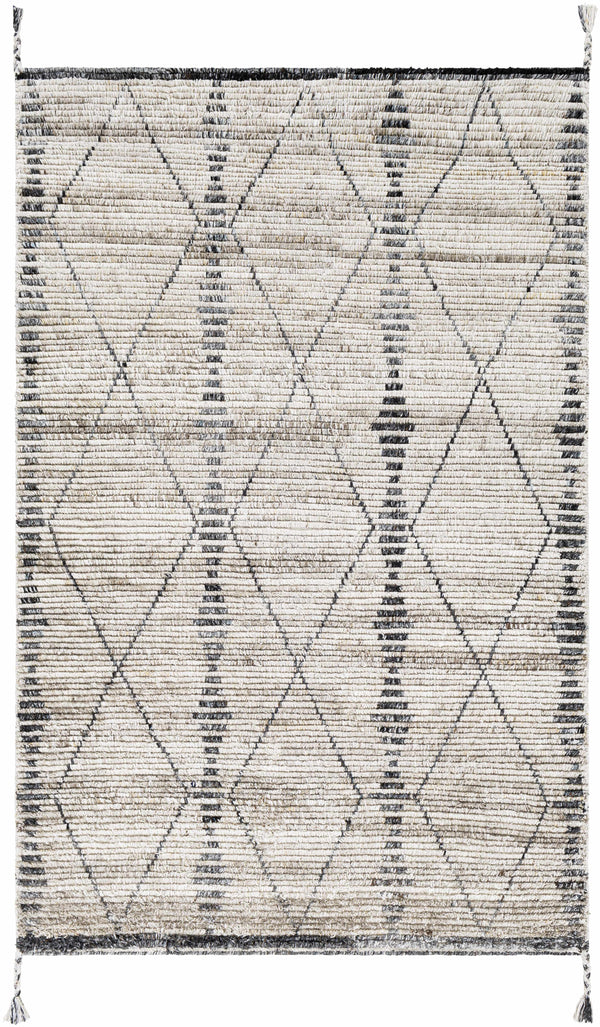 Light Beige Recycled PET Yarn Hand Knotted Area Rug