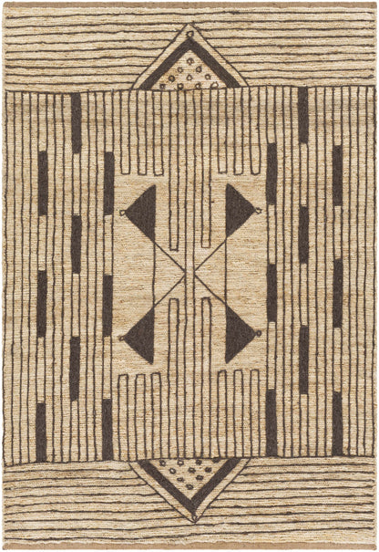 Ornate Wheat Hand Knotted Jute Area Rug