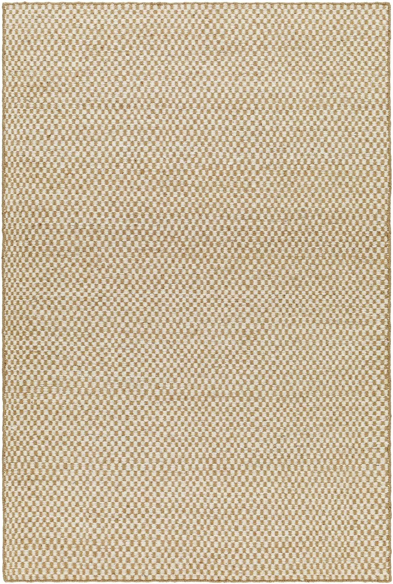 Exceptional Checkered Cream Hand Woven Jute & Wool Area Rug