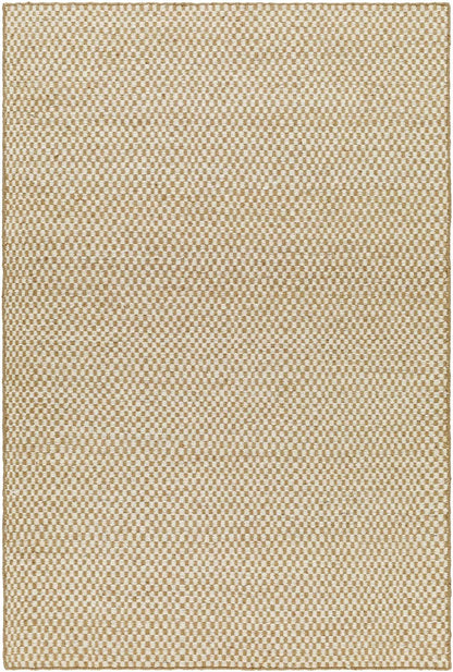 Exceptional Checkered Cream Hand Woven Jute & Wool Area Rug