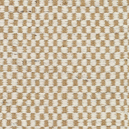 Exceptional Checkered Cream Hand Woven Jute & Wool Area Rug