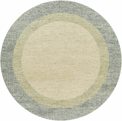 Modern Border Pattern Dusty Sage Wool Hand Tufted Area Rug