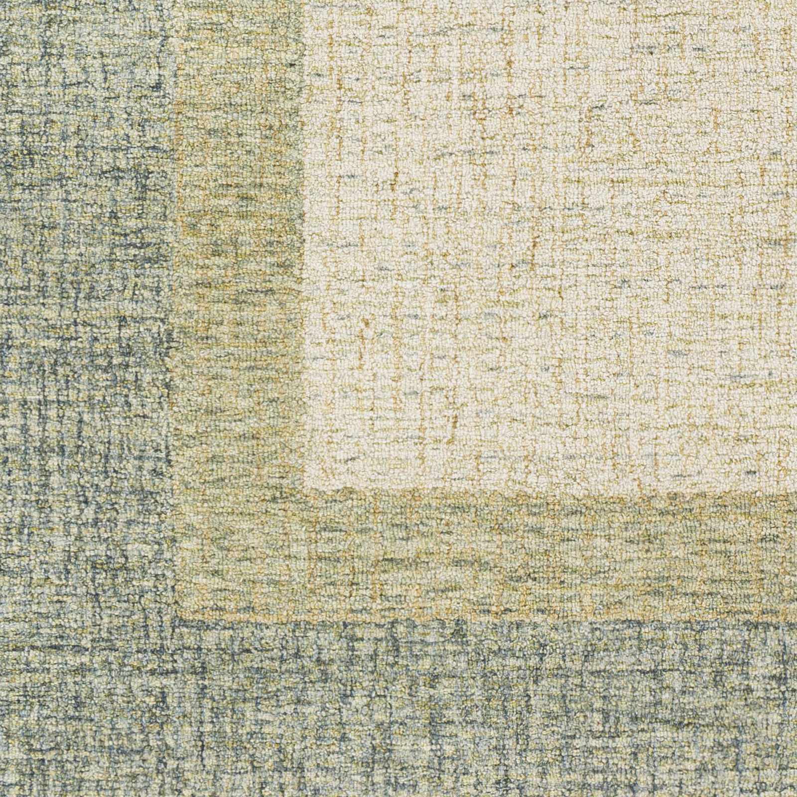 Modern Border Pattern Dusty Sage Wool Hand Tufted Area Rug