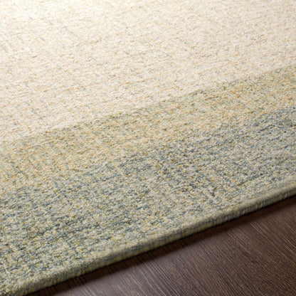 Modern Border Pattern Dusty Sage Wool Hand Tufted Area Rug