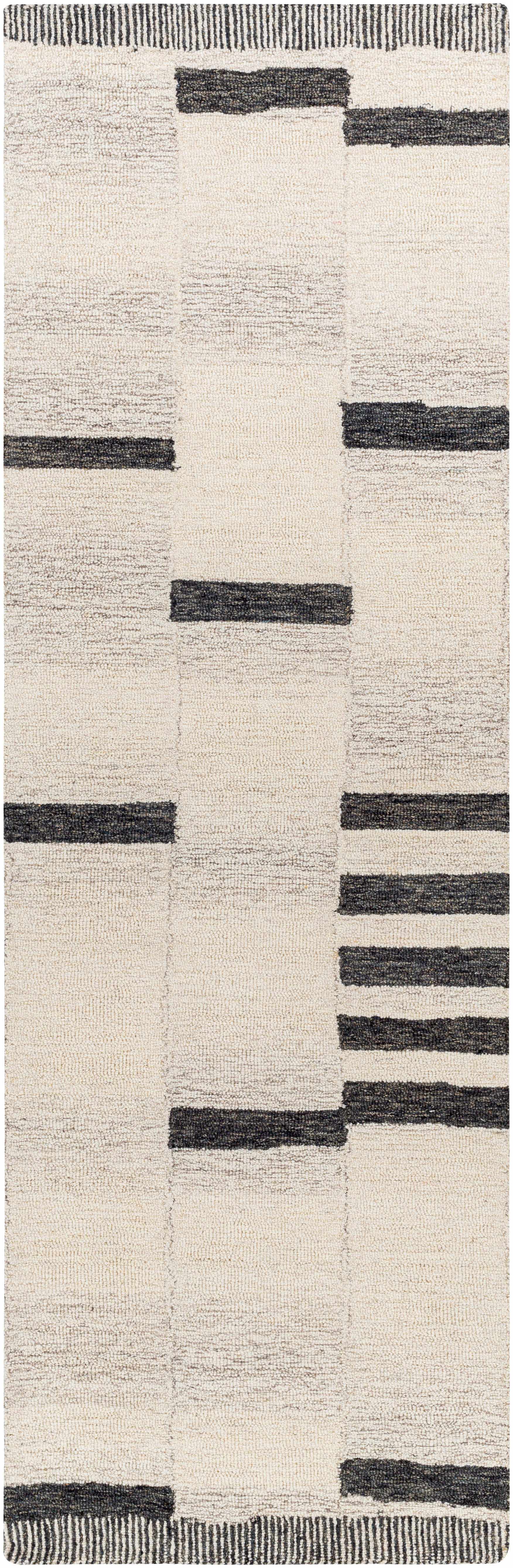 Irregular Beige Hand Tufted Wool Area Rug
