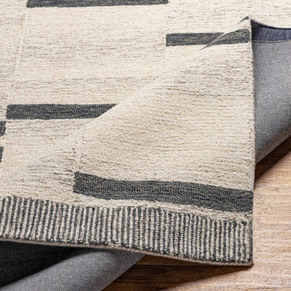 Irregular Beige Hand Tufted Wool Area Rug