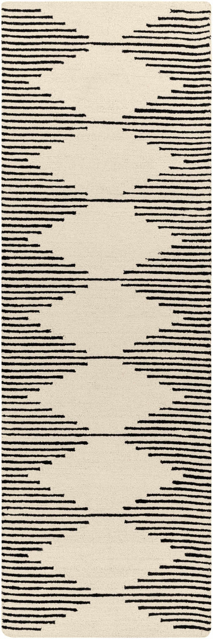 Elegant Diamond Striped Hand Tufted Wool Rug
