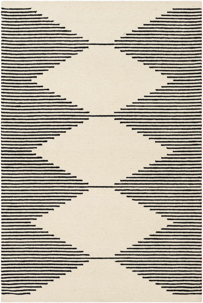 Elegant Diamond Striped Hand Tufted Wool Rug