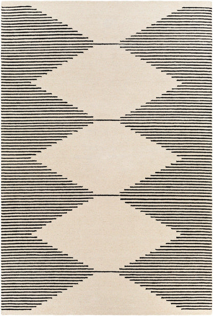 Elegant Diamond Striped Hand Tufted Wool Rug