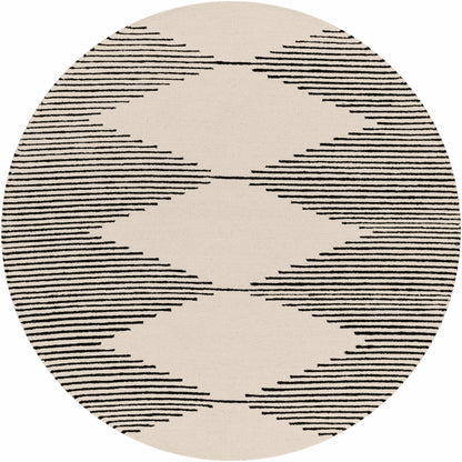 Elegant Diamond Striped Hand Tufted Wool Rug