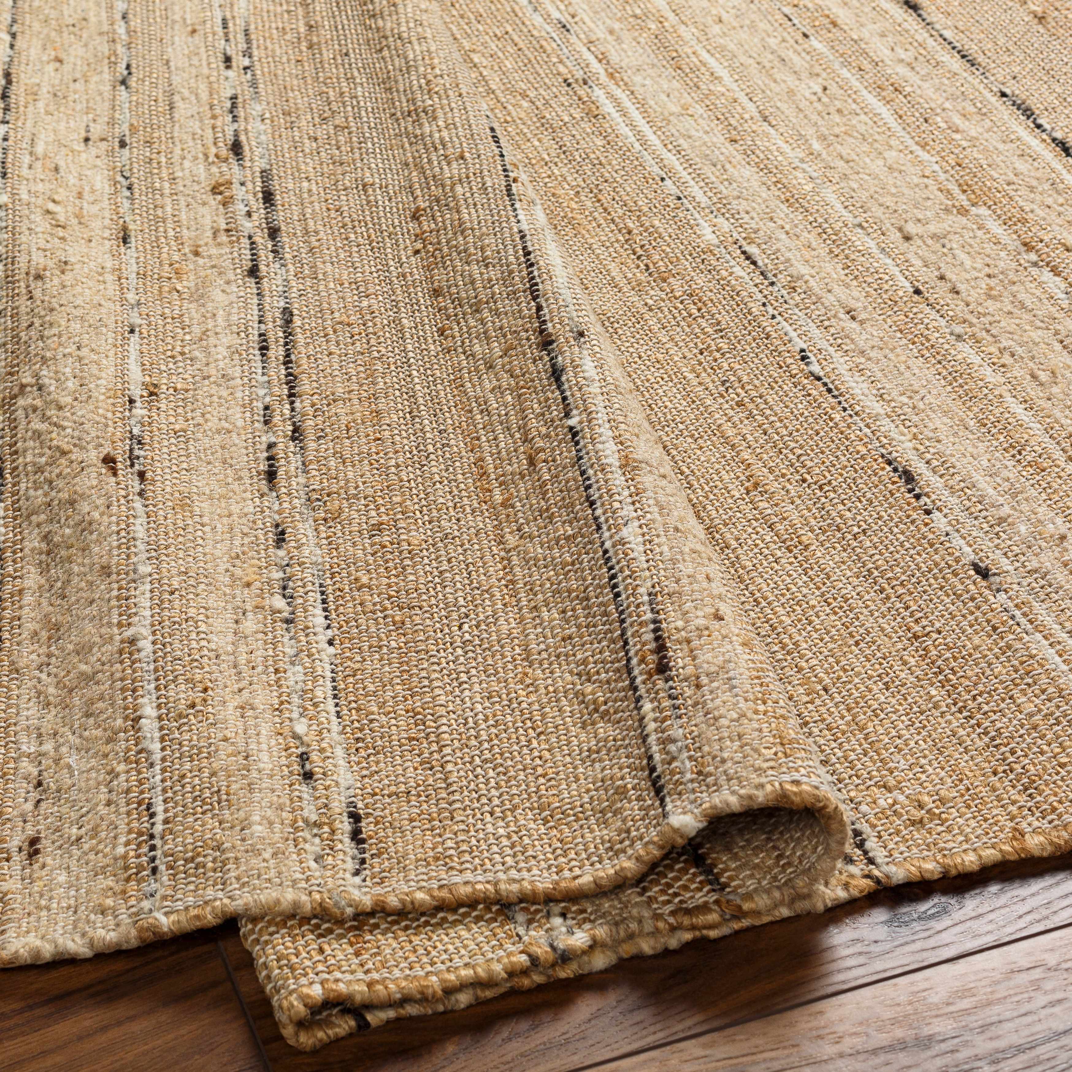 Elegant Light Beige Hand Woven Jute Area Rug