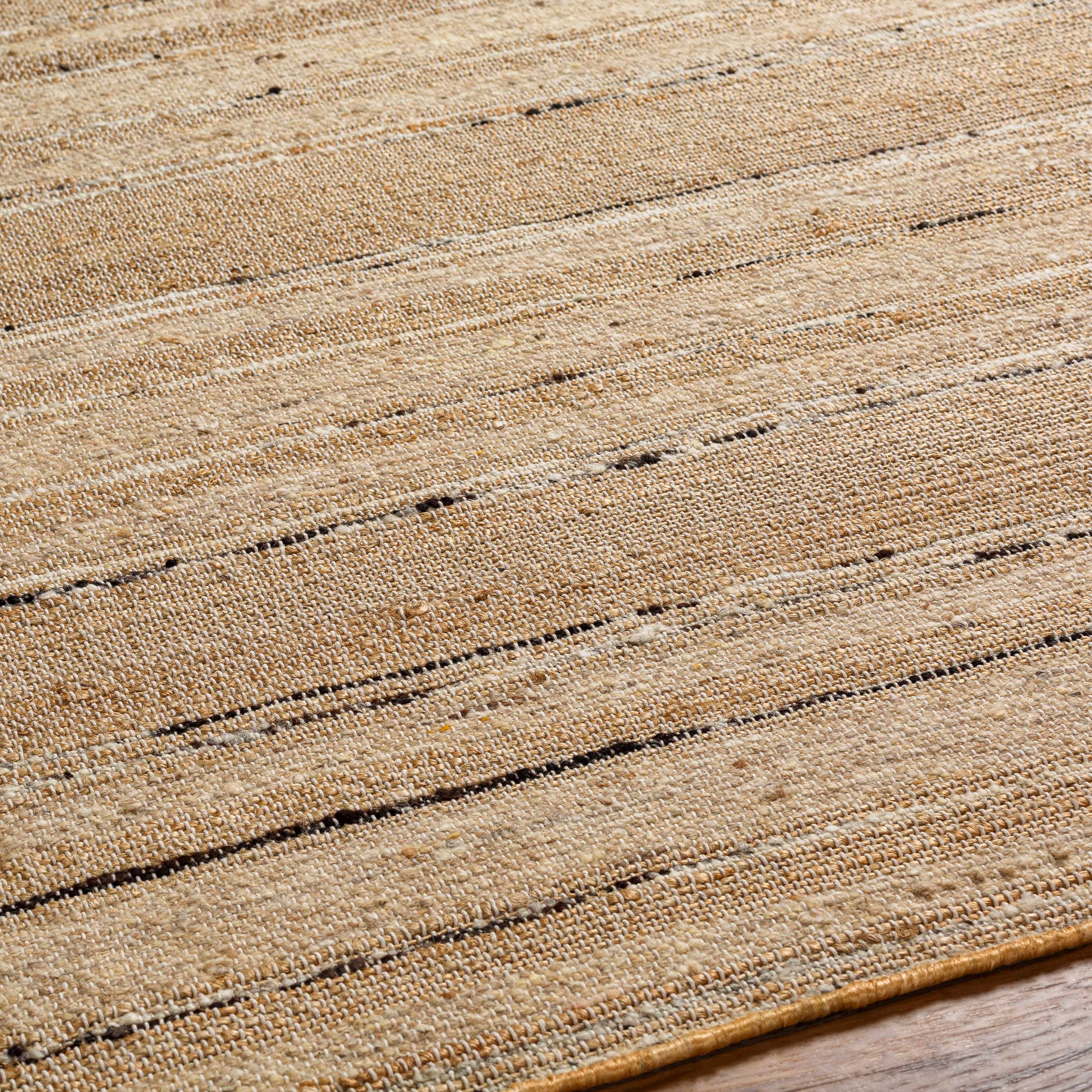 Elegant Light Beige Hand Woven Jute Area Rug