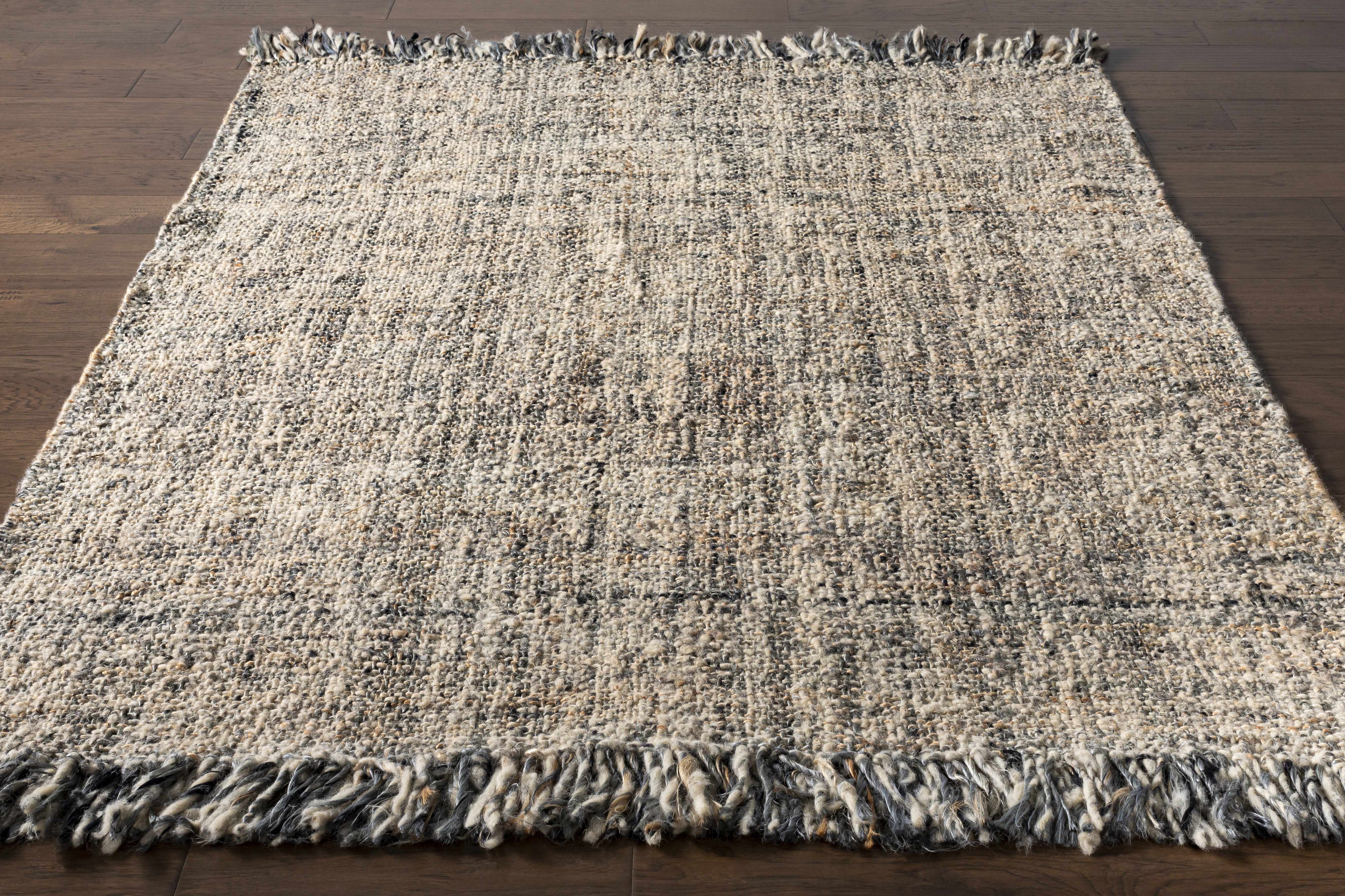 Natural Light Beige Hand Woven Jute&Wool Area Rug
