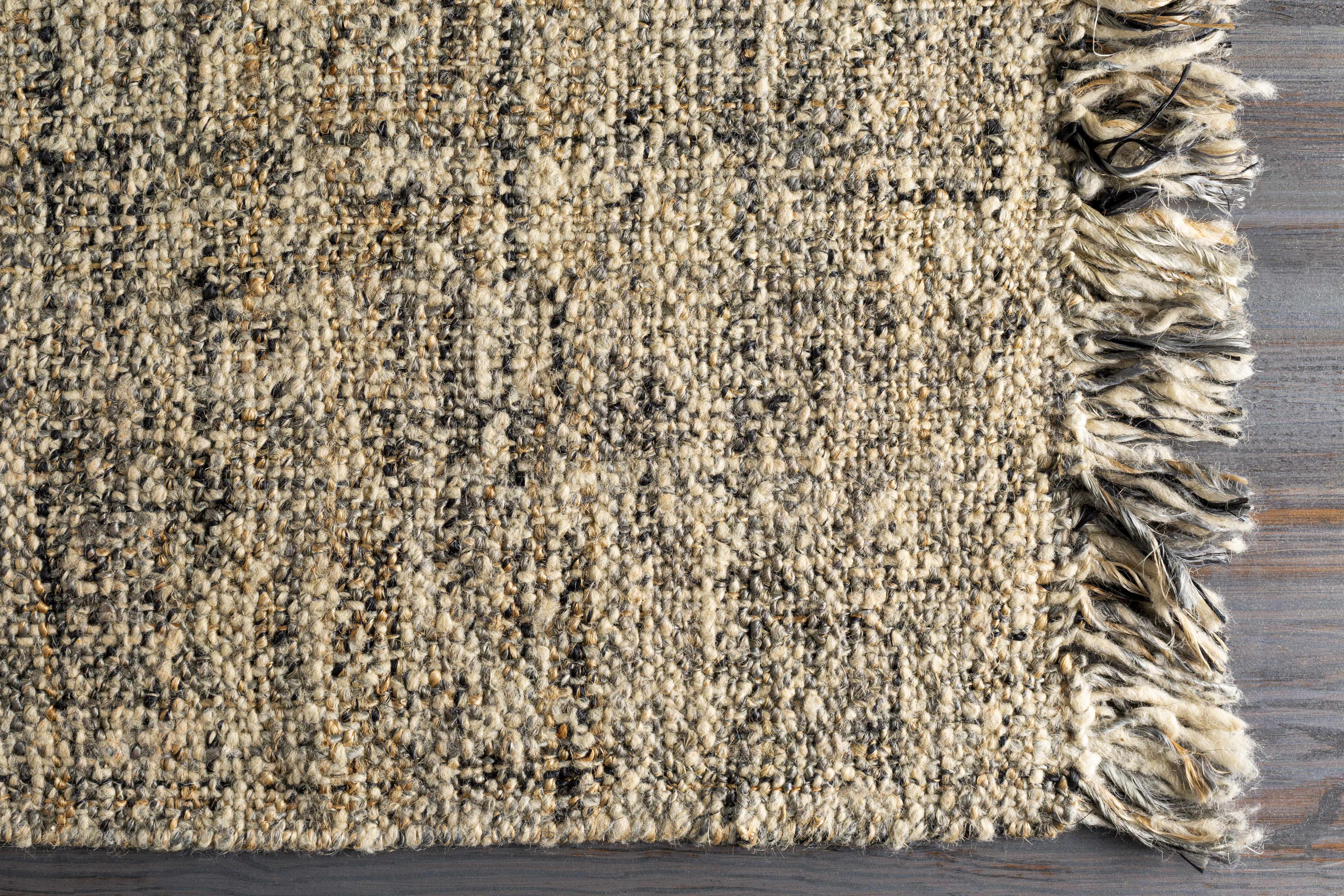 Natural Light Beige Hand Woven Jute&Wool Area Rug