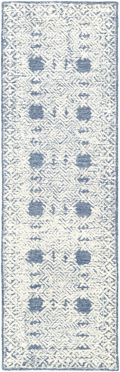 Dark Blue Hand Tufted Wool Area Rug