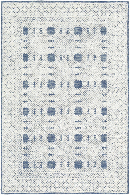 Dark Blue Hand Tufted Wool Area Rug