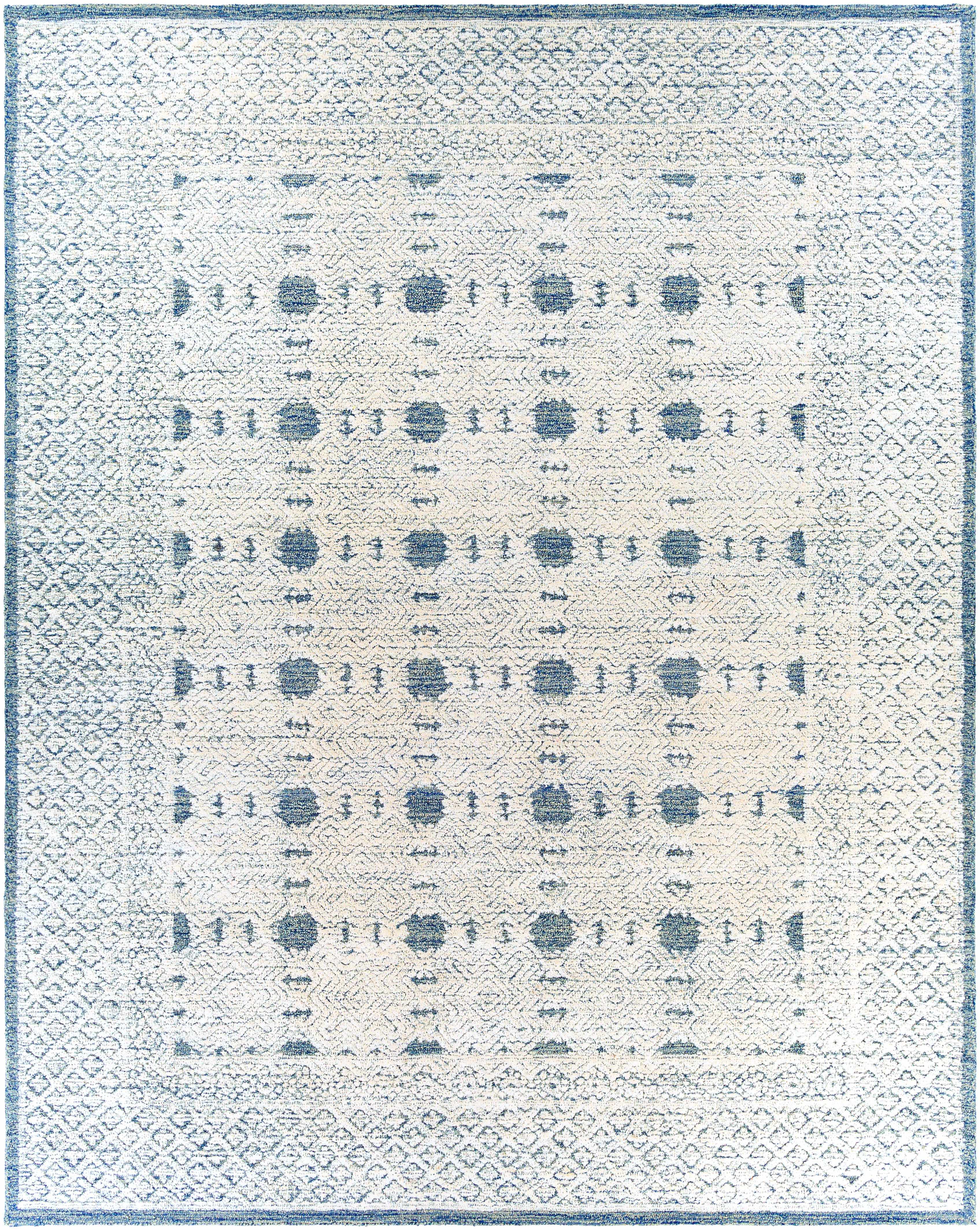 Dark Blue Hand Tufted Wool Area Rug