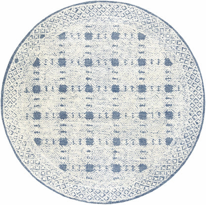 Dark Blue Hand Tufted Wool Area Rug