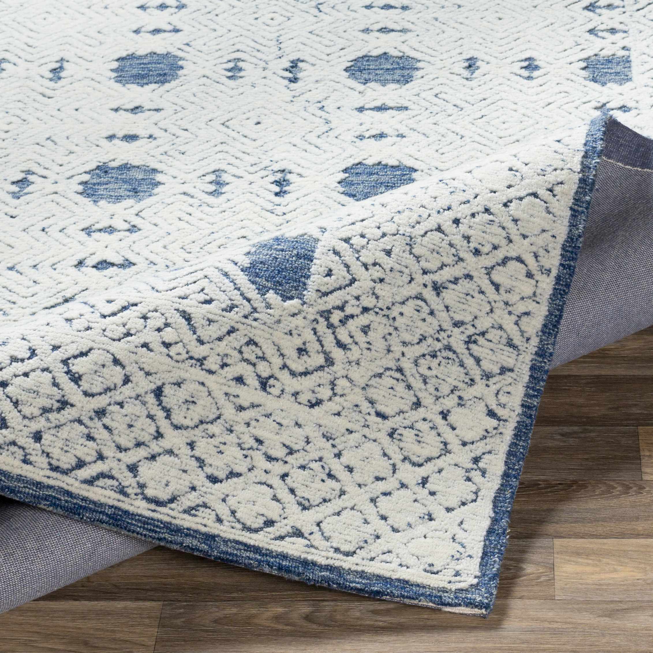 Dark Blue Hand Tufted Wool Area Rug