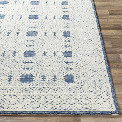 Dark Blue Hand Tufted Wool Area Rug