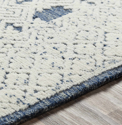Dark Blue Hand Tufted Wool Area Rug
