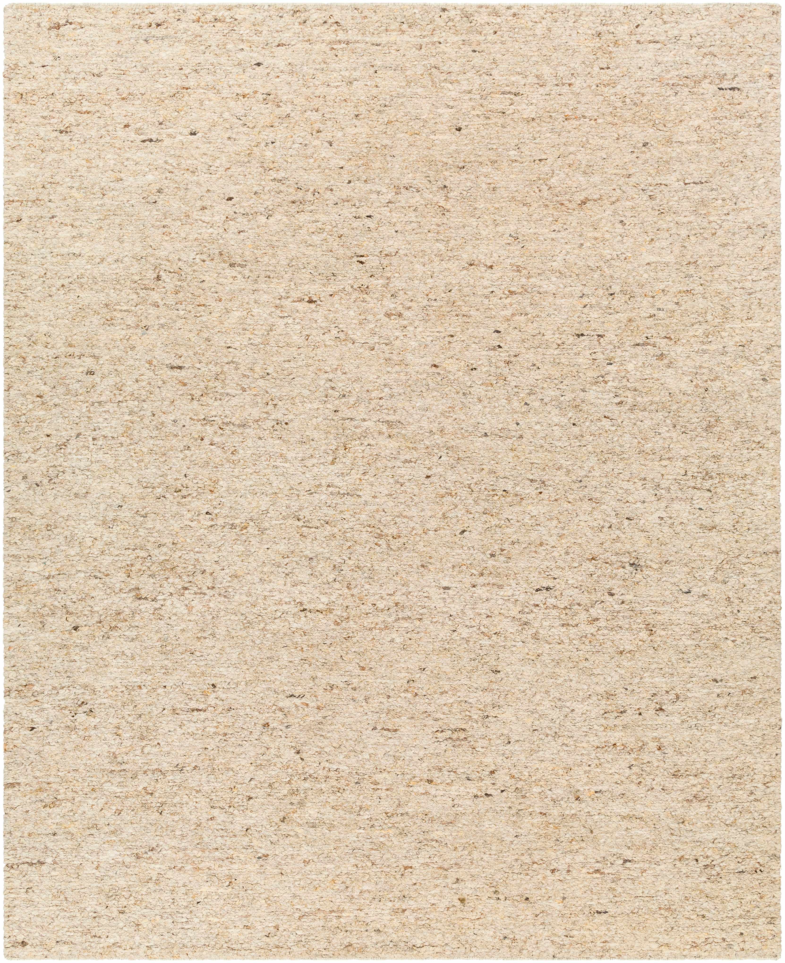 Modern Minimalist Beige Hand Knotted Wool Area Rug