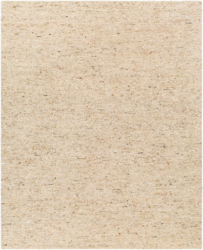 Modern Minimalist Beige Hand Knotted Wool Area Rug