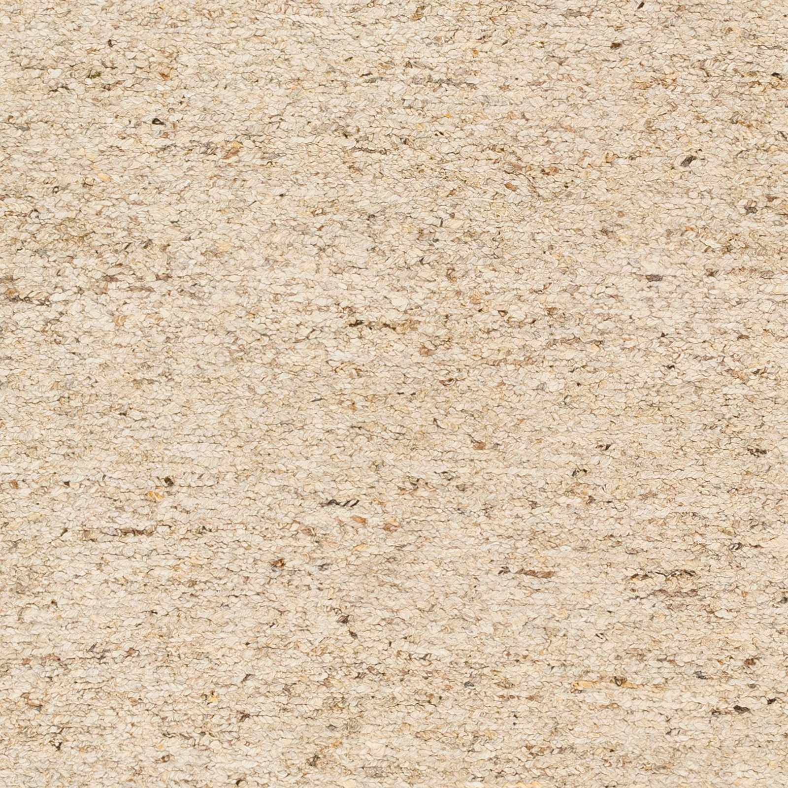 Modern Minimalist Beige Hand Knotted Wool Area Rug