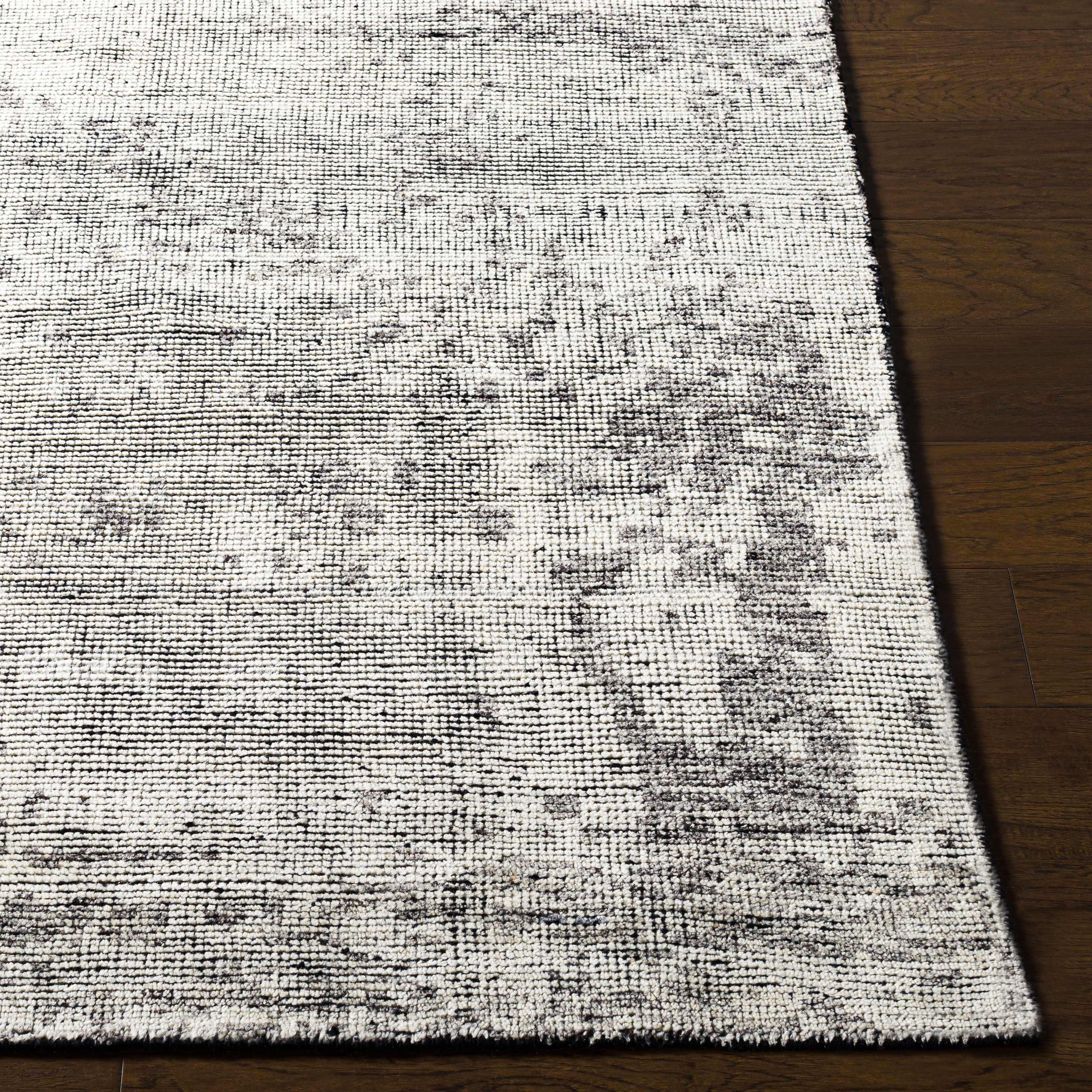 Cool Gray Hand Knotted Wool Area Rug