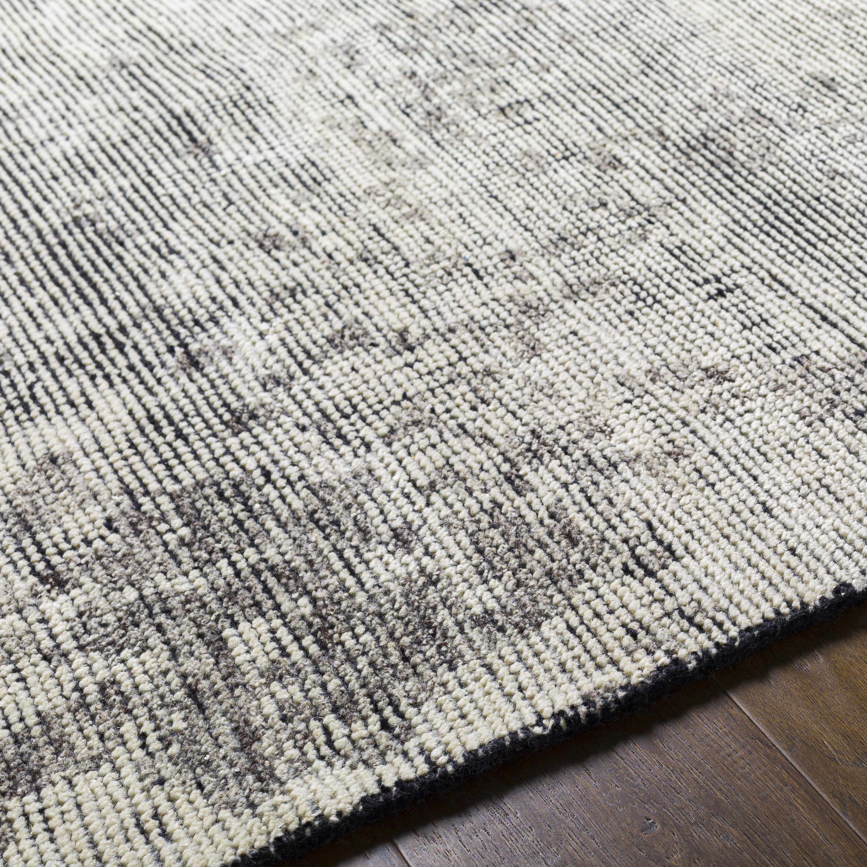 Cool Gray Hand Knotted Wool Area Rug