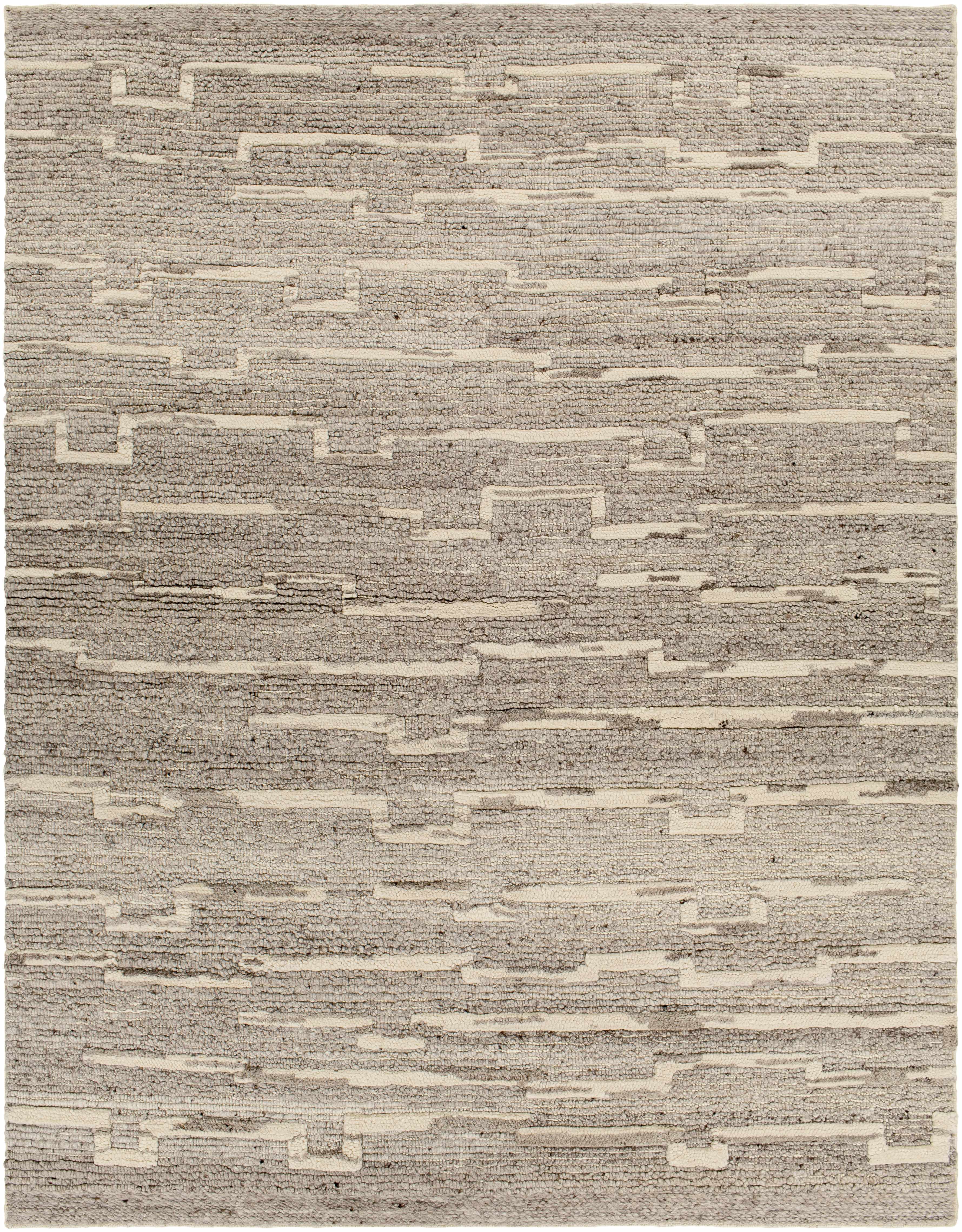 Modern Boho Gray Hand Woven Wool Area Rug