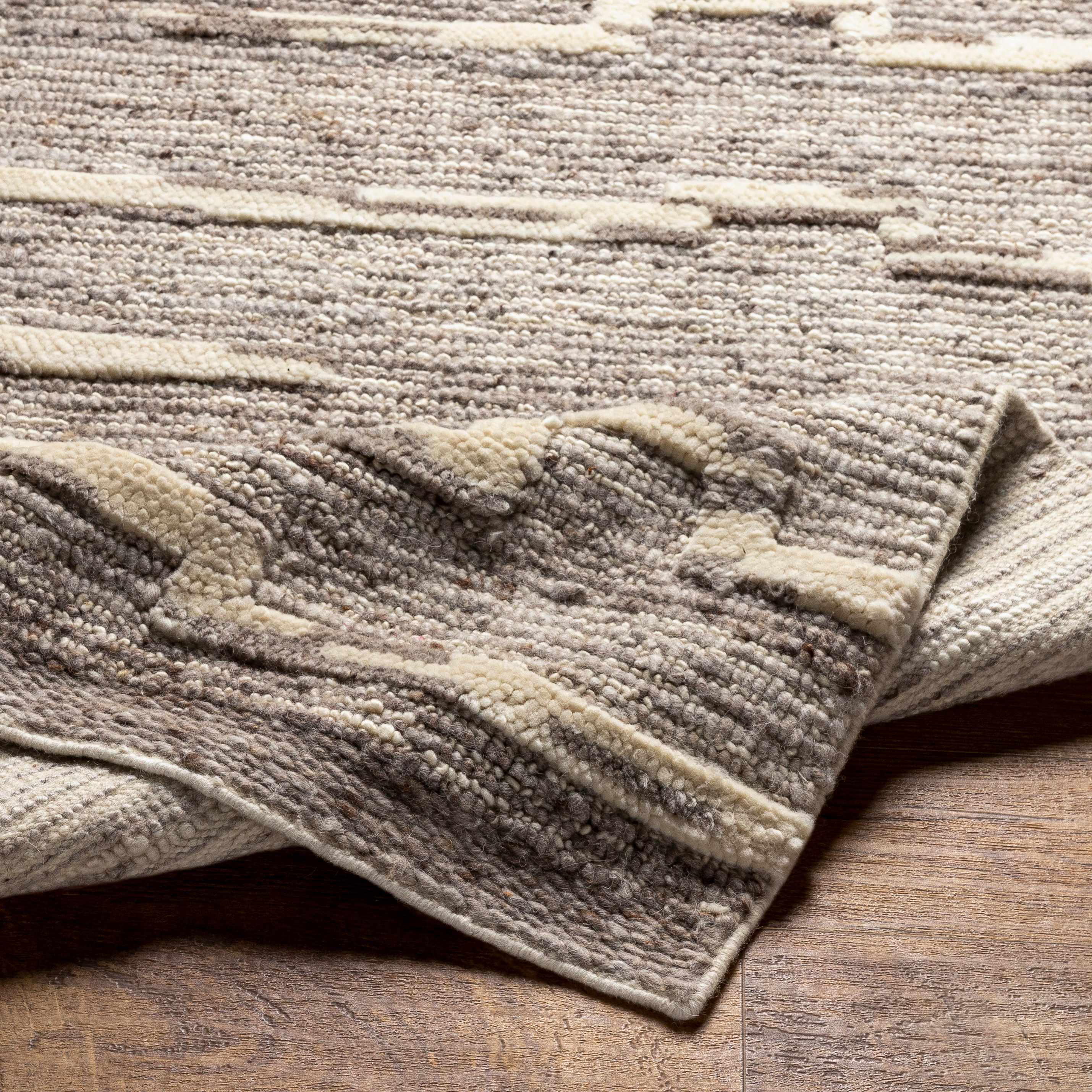 Modern Boho Gray Hand Woven Wool Area Rug