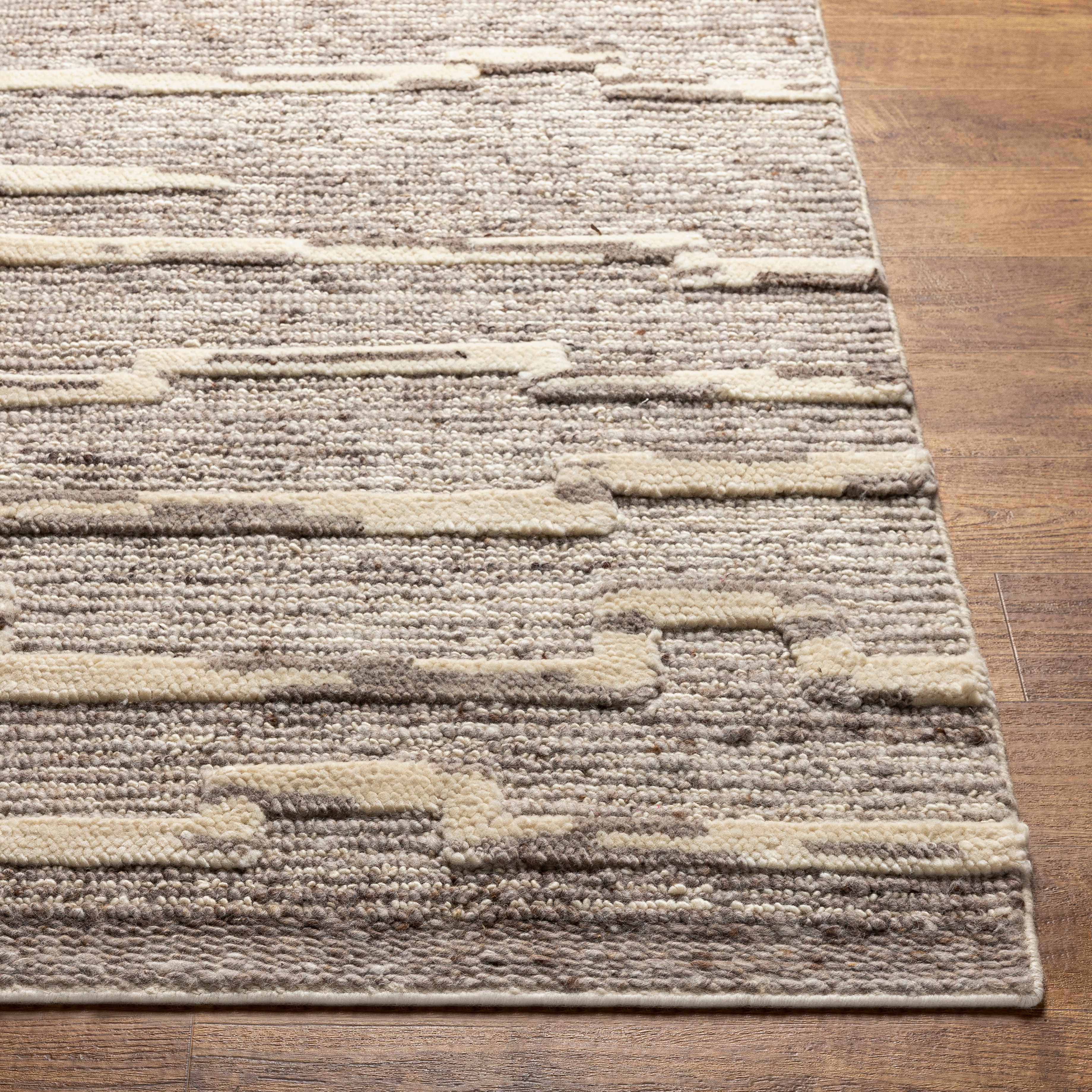 Modern Boho Gray Hand Woven Wool Area Rug
