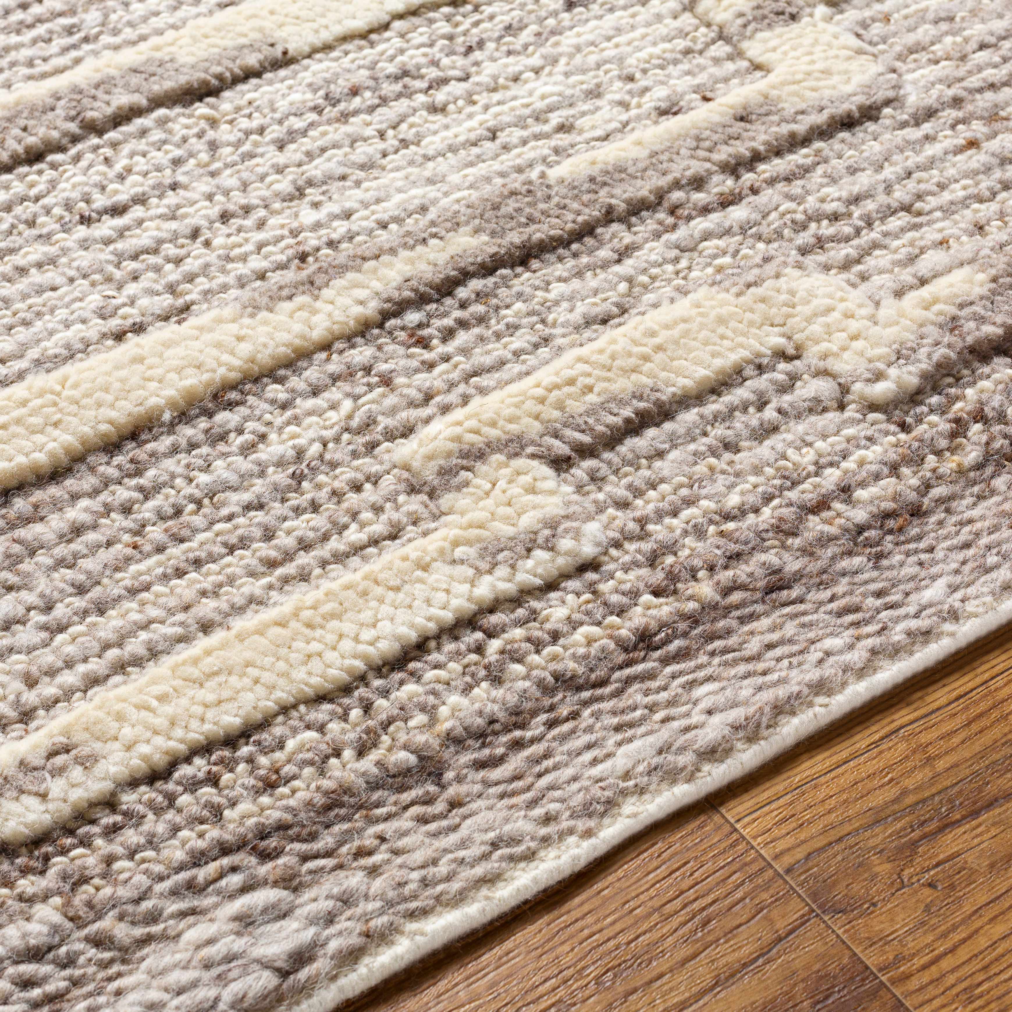 Modern Boho Gray Hand Woven Wool Area Rug