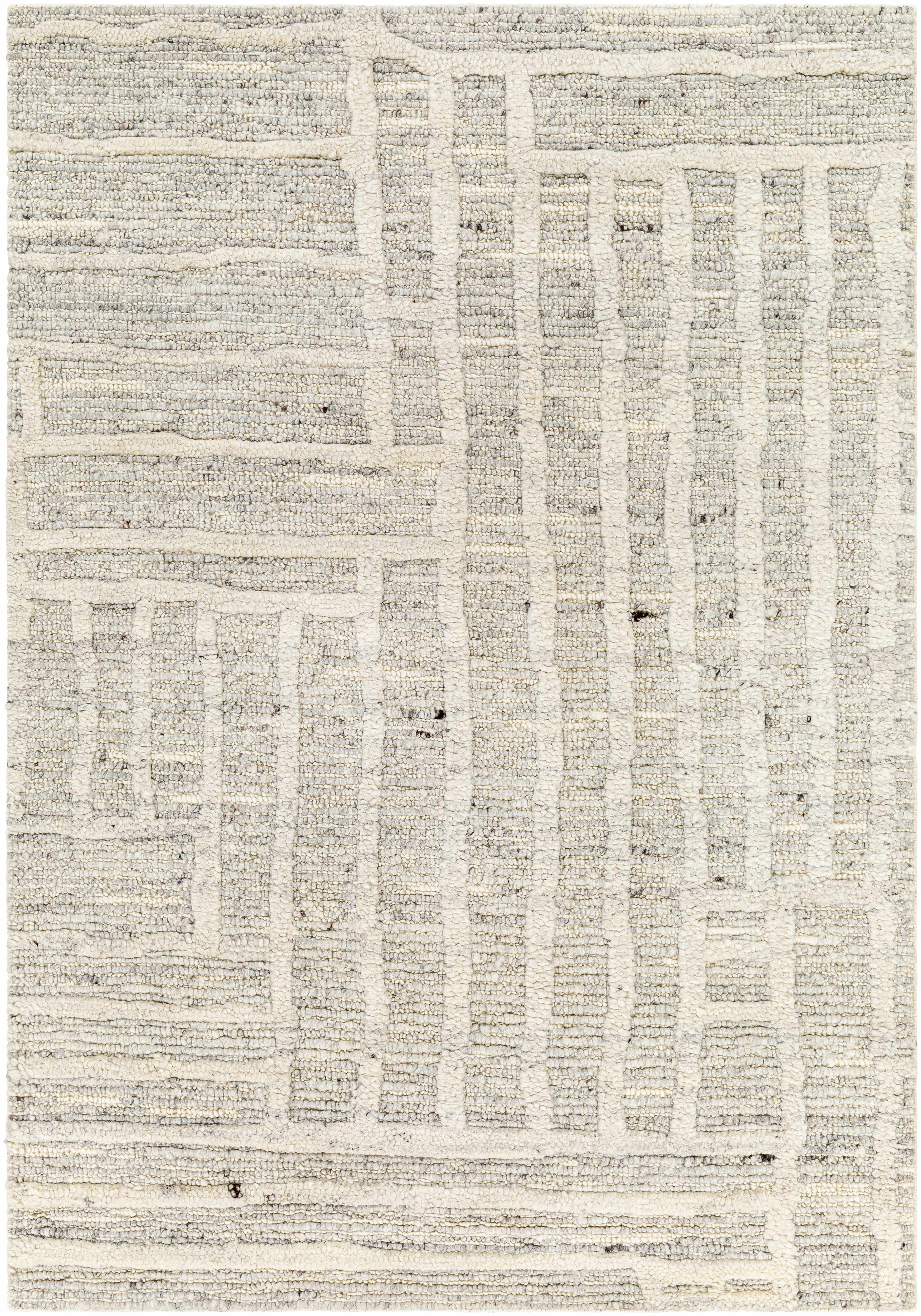 Minimal Irregular Oatmeal Hand Woven Wool Area Rug