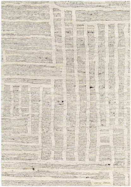 Minimal Irregular Oatmeal Hand Woven Wool Area Rug