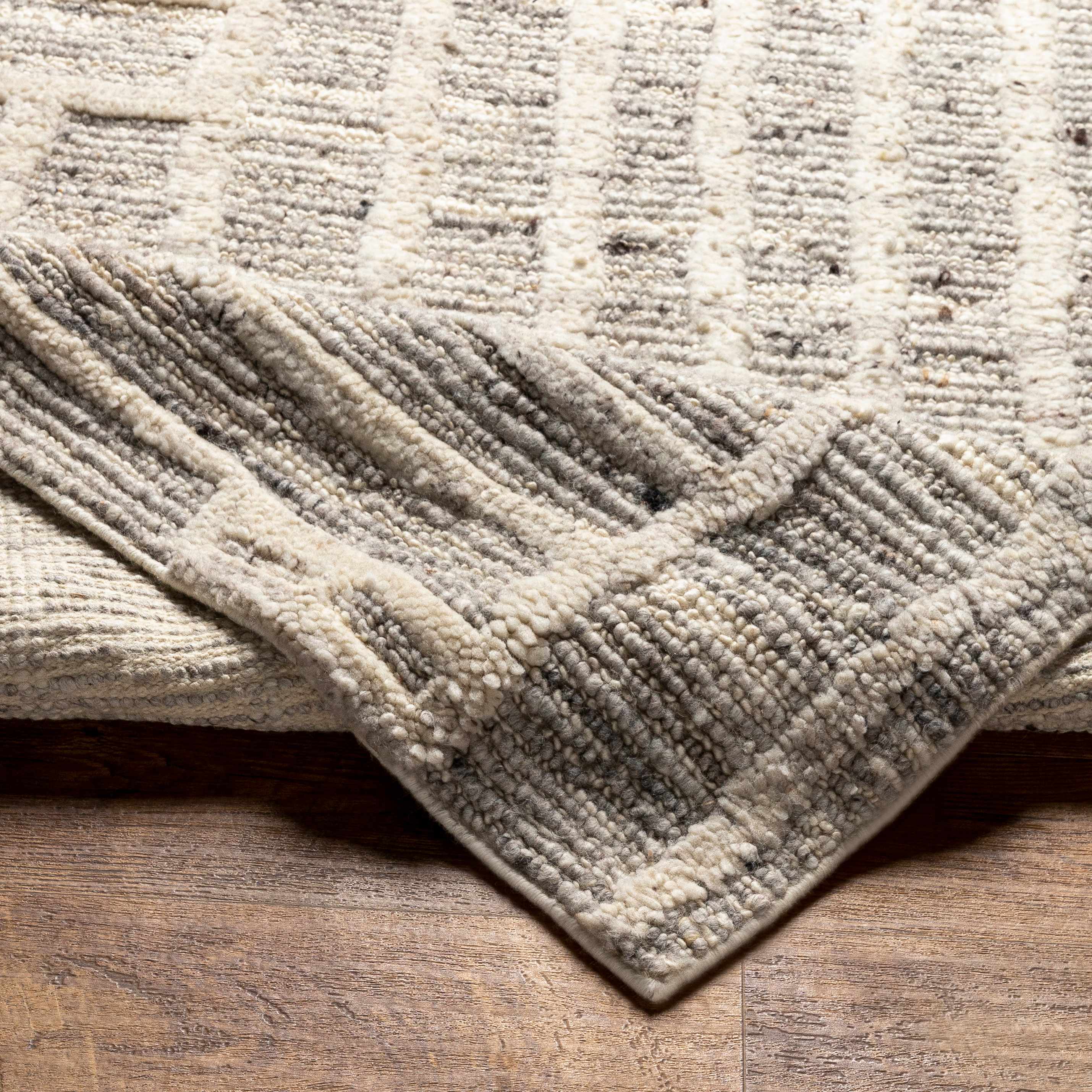 Minimal Irregular Oatmeal Hand Woven Wool Area Rug