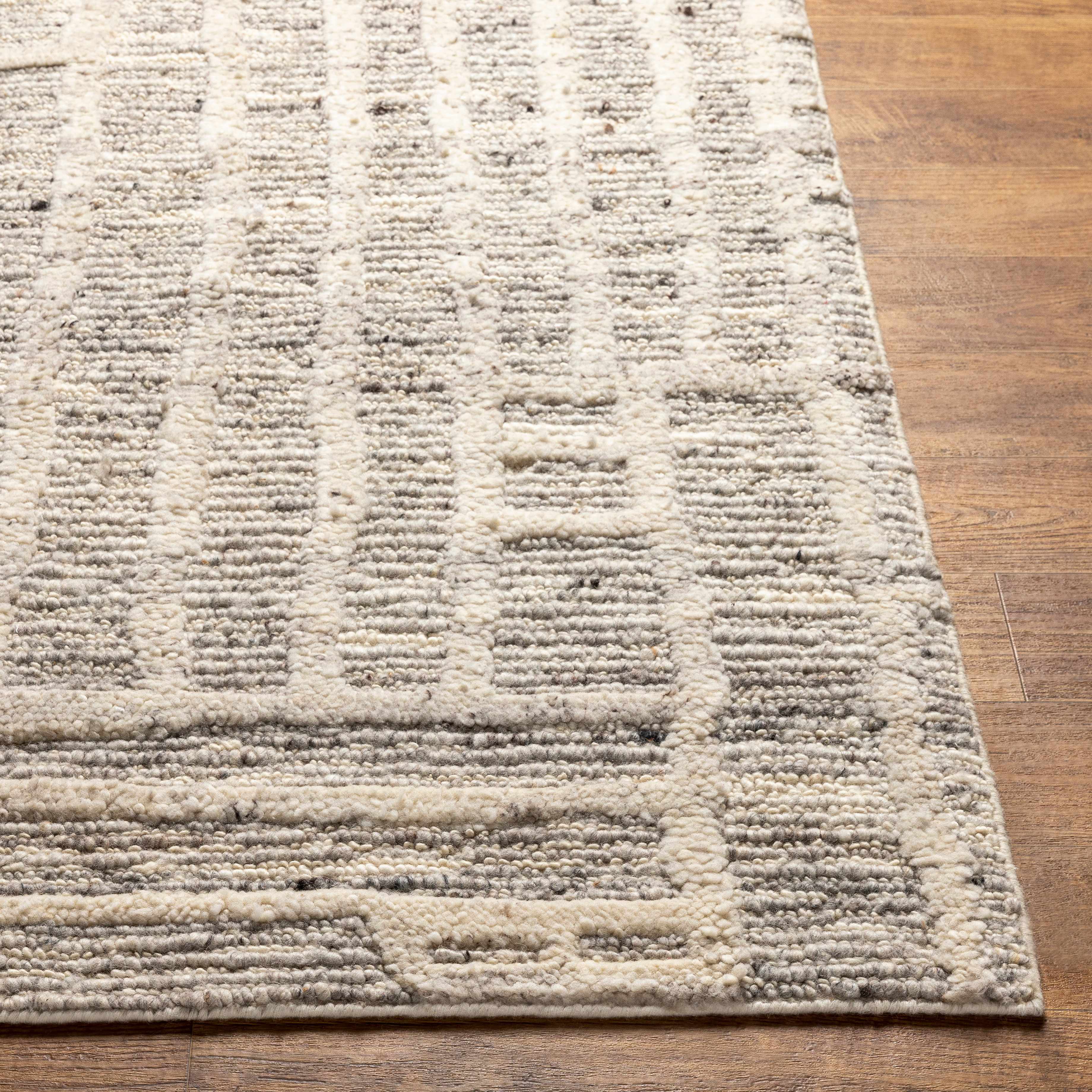 Minimal Irregular Oatmeal Hand Woven Wool Area Rug