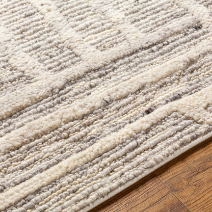 Minimal Irregular Oatmeal Hand Woven Wool Area Rug