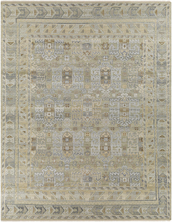 Stately Lovely Tan Hand Knotted Wool Area Rug