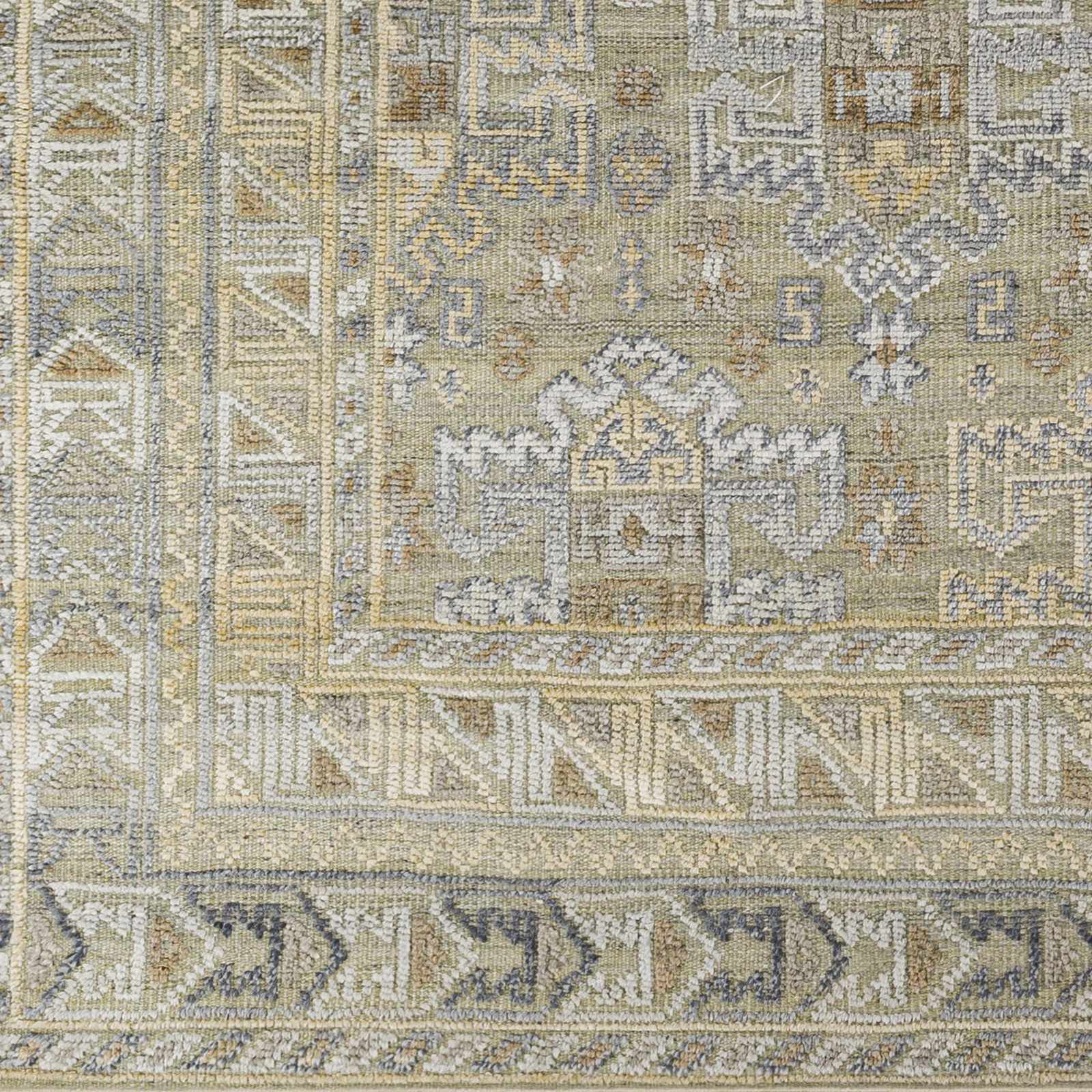 Stately Lovely Tan Hand Knotted Wool Area Rug